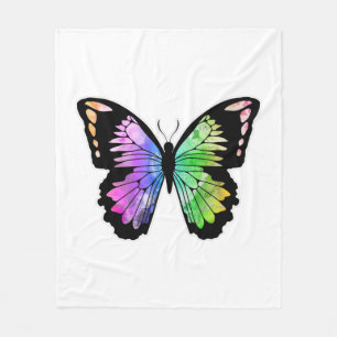 Butterfly in Rainbow Colours Fleece Blanket