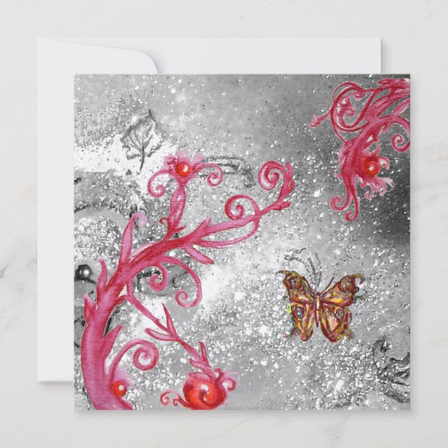 BUTTERFLY IN SPARKLE 2 Champagne Metallic Wedding Invitation (Front)