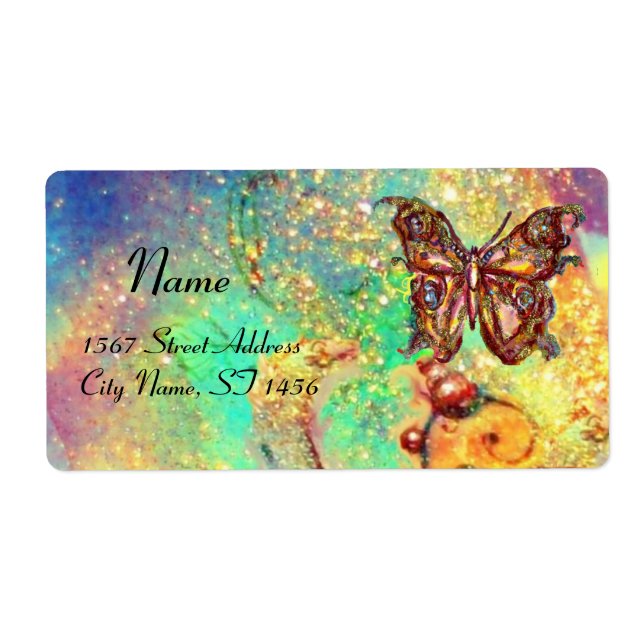 BUTTERFLY IN SPARKLES , blue yellow red green (Front)