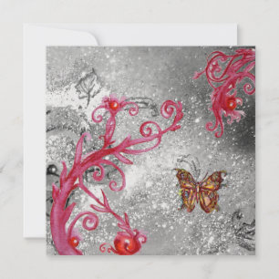 BUTTERFLY IN SPARKLES Elegant Wedding ice metallic Invitation