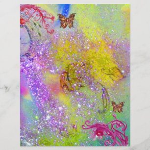 BUTTERFLY IN SPARKLES , purple yellow pink red
