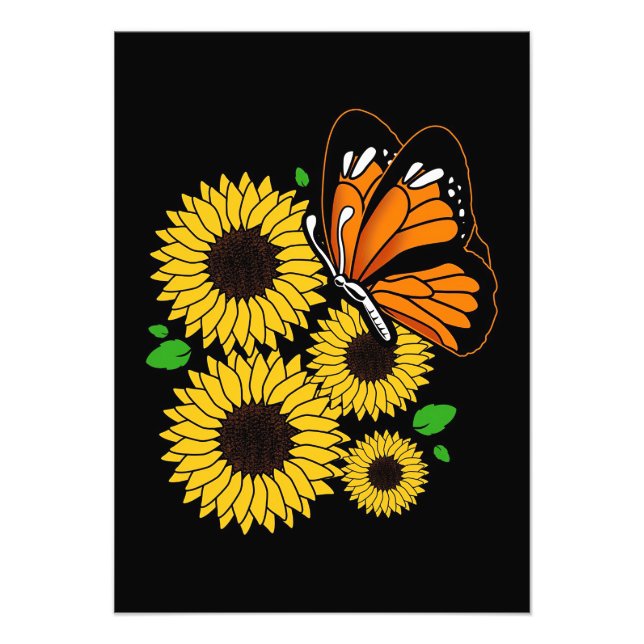 Butterfly In Sunflower Garden Photo Print (Front)