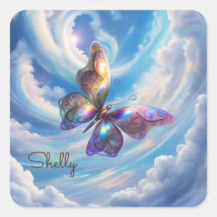 Butterfly In The Clouds Square Sticker