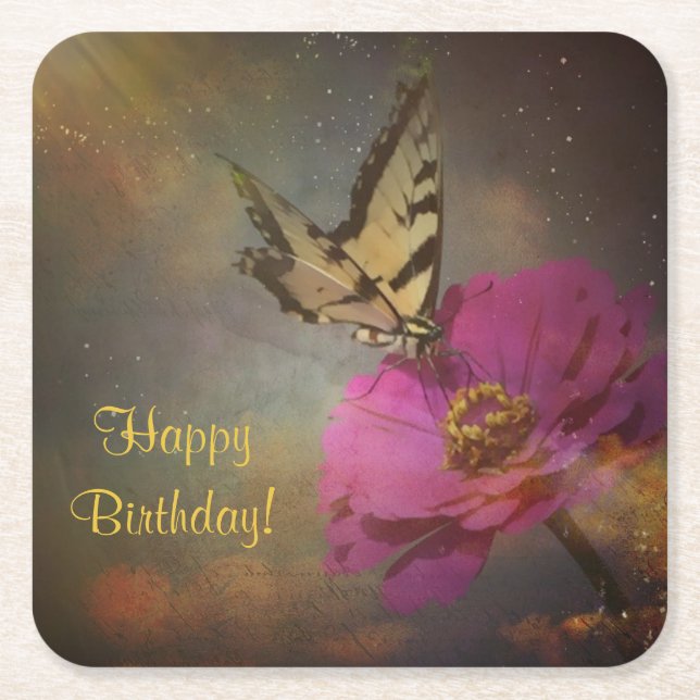 Butterfly In The Garden Paper Coasters (Front)