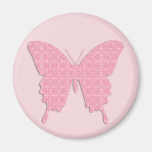 Butterfly in wallpaper print - light pink magnet