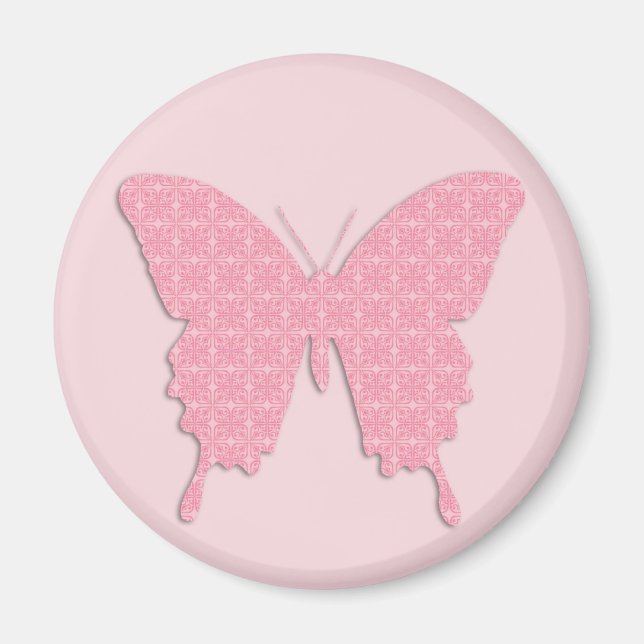 Butterfly in wallpaper print - light pink magnet (Front)