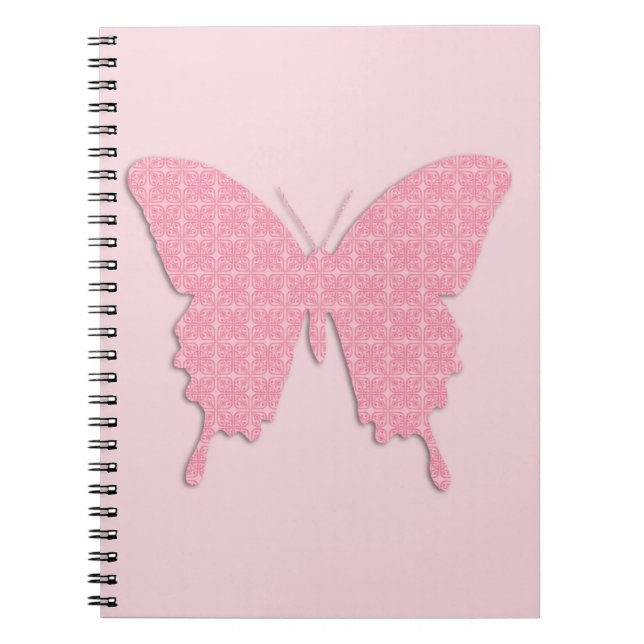 Butterfly in wallpaper print - light pink spiral notebook (Front)