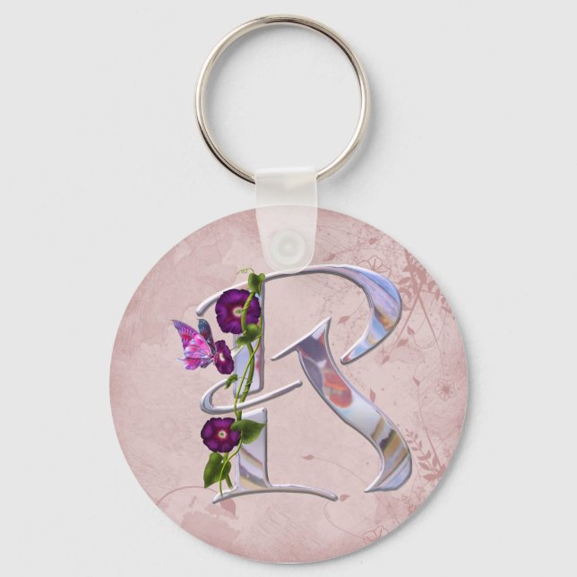 Butterfly Initial R Key Ring (Front)