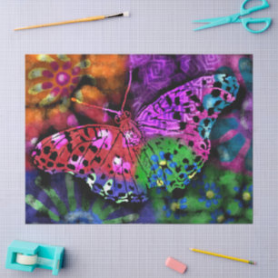 Butterfly Insect Abstract Purple Green Decoupage Tissue Paper