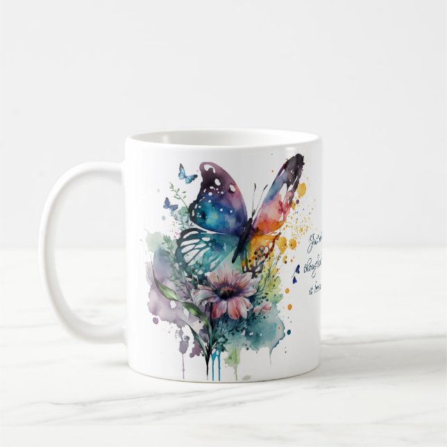 Butterfly Inspirational Encouragement Quote  Coffee Mug (Left)