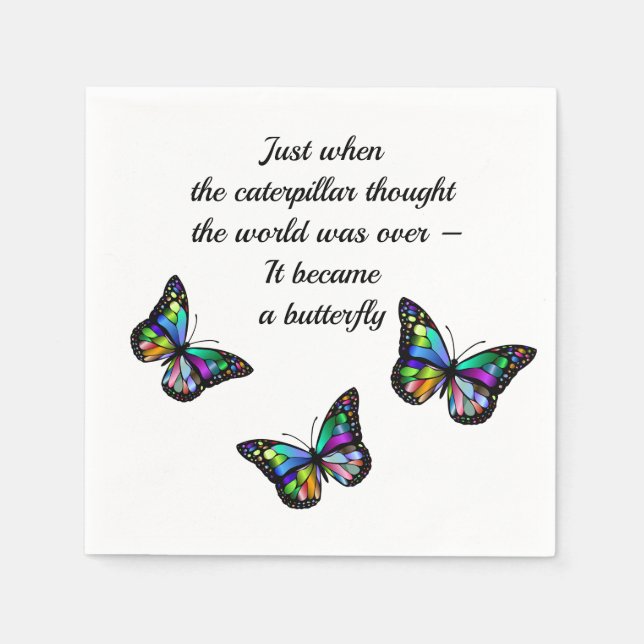 Butterfly Inspirational Encouragement Quote Napkin (Front)