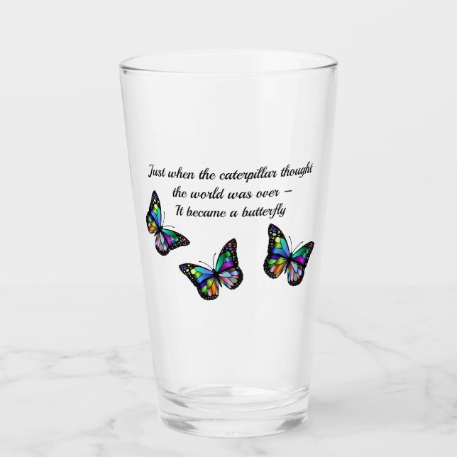 Butterfly Inspirational Quote Glass (Front)