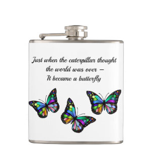 Butterfly Inspirational Quote Hip Flask