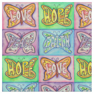 Butterfly Inspirational Word Art Fabric Material
