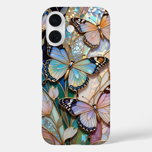 Butterfly iPhone Case Stained Glass Floral (Back)