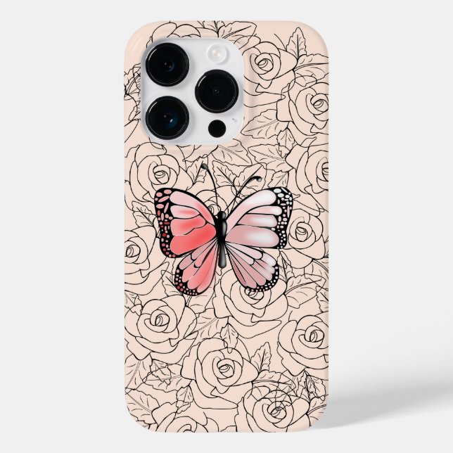Butterfly iPhone Case with Roses (Back)