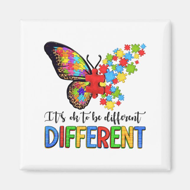 Butterfly It's Ok To Be Different Autism Awareness Magnet (Front)