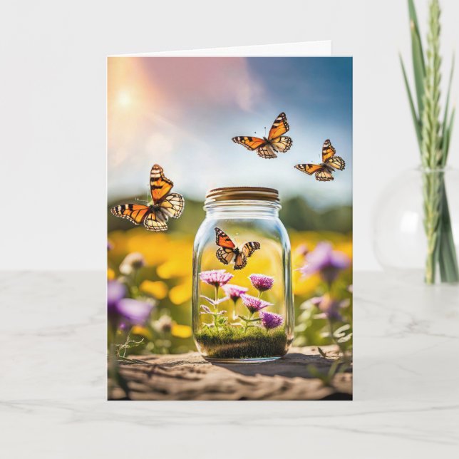 Butterfly Jar Thinking of You Card (Front)