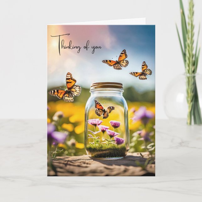 Butterfly Jar Thinking Of You Card (Front)