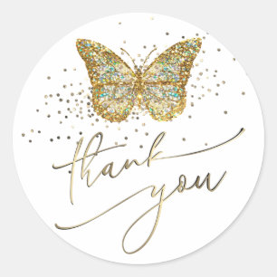 butterfly jewel thank you classic round sticker