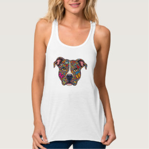 Butterfly Kaleidoscope Pitbull Portrait -Bully Mom Singlet