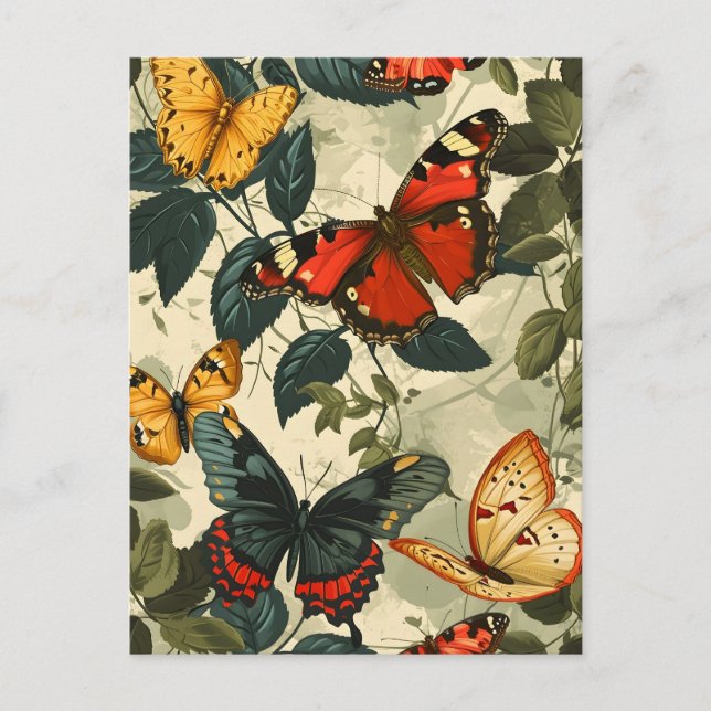 Butterfly Kaleidoscope: Vintage Postcard (Front)