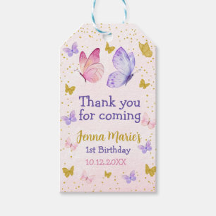 BUTTERFLY KISSES  1ST BIRTHDAY THANK YOU GIFT TAGS