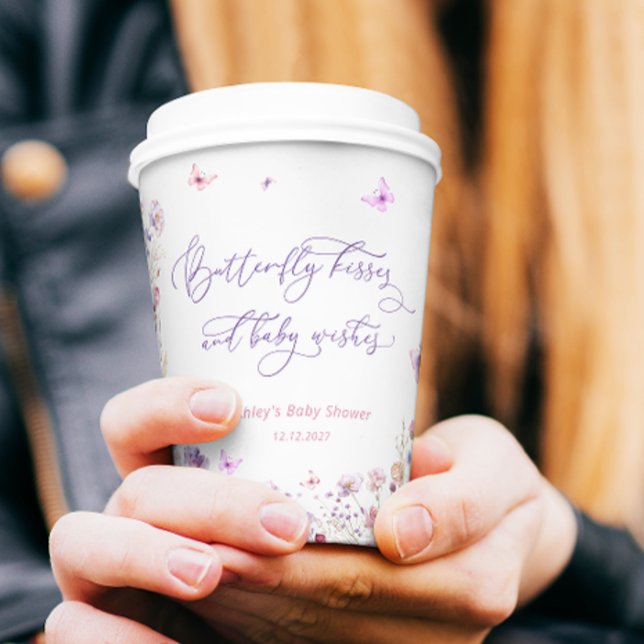 Butterfly Kisses and Baby Wishes Baby Shower Paper Cups (Creator Uploaded)