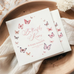Butterfly Kisses and Baby Wishes Pink Baby Shower  Napkin