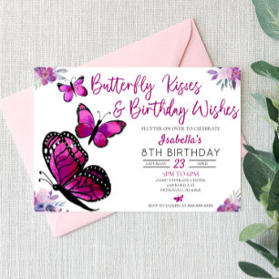 Butterfly Kisses and Birthday Wishes Birthday Invitation