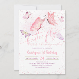 Butterfly Kisses and Birthday Wishes Invitation