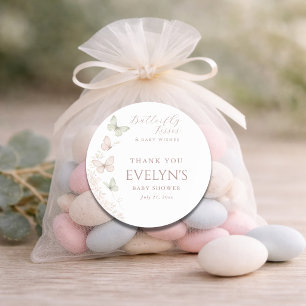Butterfly Kisses Baby Girl Shower Thank You Classic Round Sticker