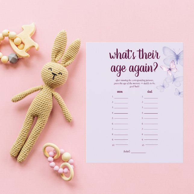 Butterfly Kisses Baby Shower Age Game | Purple (Creator Uploaded)
