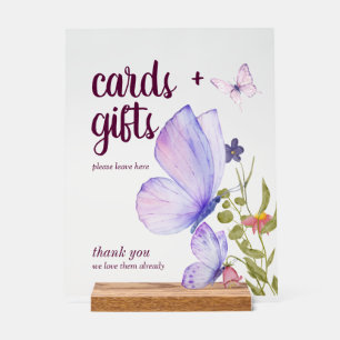 Butterfly Kisses Baby Shower Cards Gifts Purple Acrylic Sign