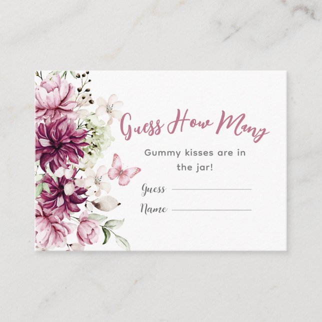Butterfly Kisses Baby Shower Game Enclosure Card (Front)