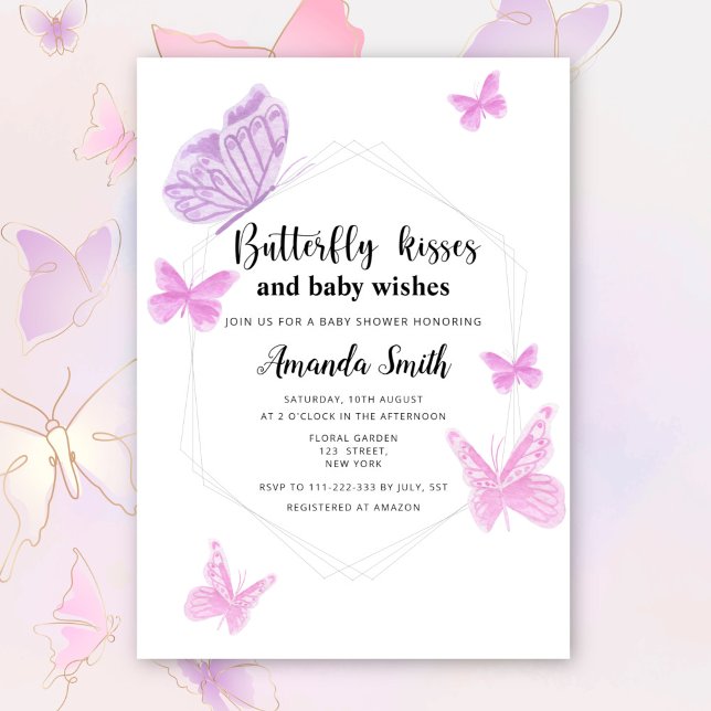 Butterfly kisses baby shower invitation (Creator Uploaded)