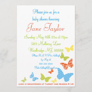 Butterfly Kisses Baby Shower Invitations