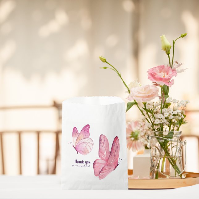 Butterfly Kisses & Baby Wishes Baby Shower | Pink  Favour Bags (Creator Uploaded)