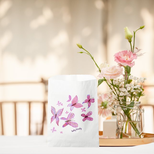 Butterfly Kisses & Baby Wishes | Pink Butterfly Favour Bags (Creator Uploaded)