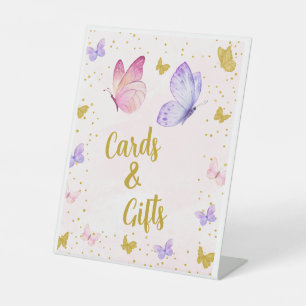 BUTTERFLY KISSES & BABY WISHES WATERCOLOR PEDESTAL SIGN