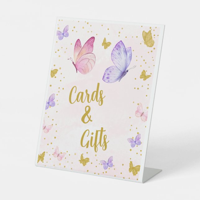 BUTTERFLY KISSES & BABY WISHES WATERCOLOR PEDESTAL SIGN (Front)