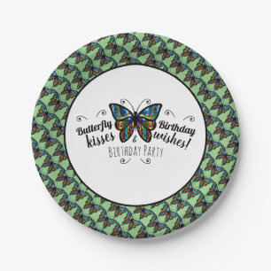 Butterfly Kisses Birthday Party Paper Plate