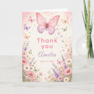 Butterfly Kisses Birthday Party Thank You Card