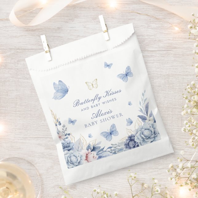 Butterfly Kisses Boy Baby Shower  Favour Bags (Clipped)