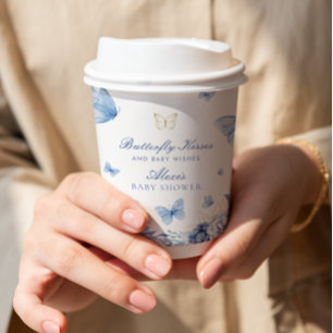 Butterfly Kisses Boy Baby Shower  Paper Cups