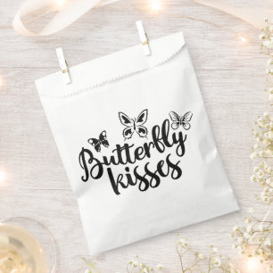 Butterfly Kisses Butterflies Black White Wedding Favour Bags