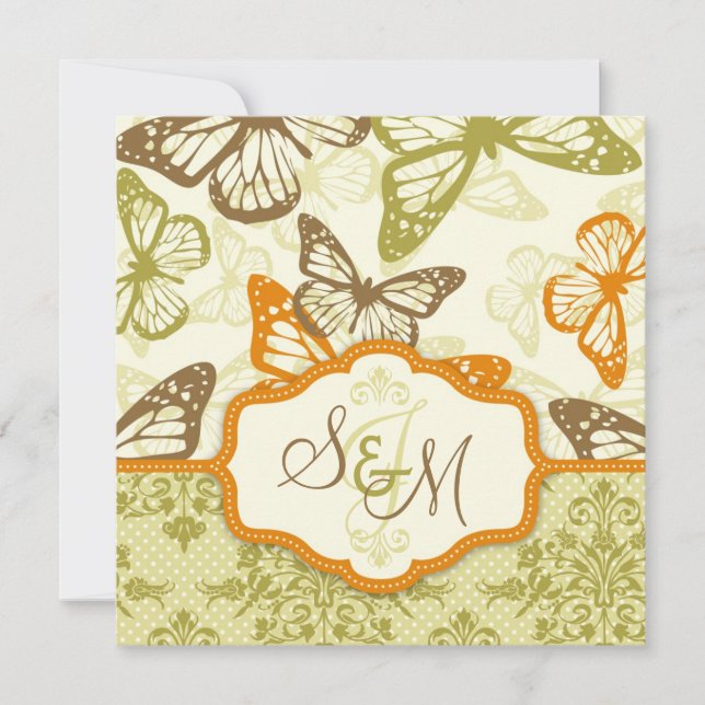 Butterfly Kisses Charming Wedding Invite Square (Front)