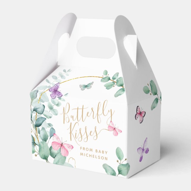 Butterfly Kisses Eucalyptus Baby Shower Thank You Favour Box (Front Side)