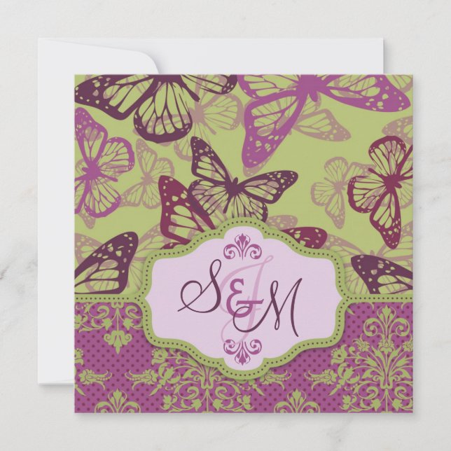 Butterfly Kisses Flirt Wedding Invite Square (Front)