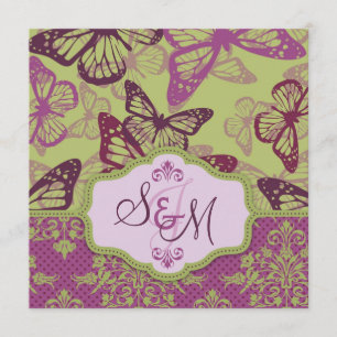 Butterfly Kisses Flirt Wedding Invite Square